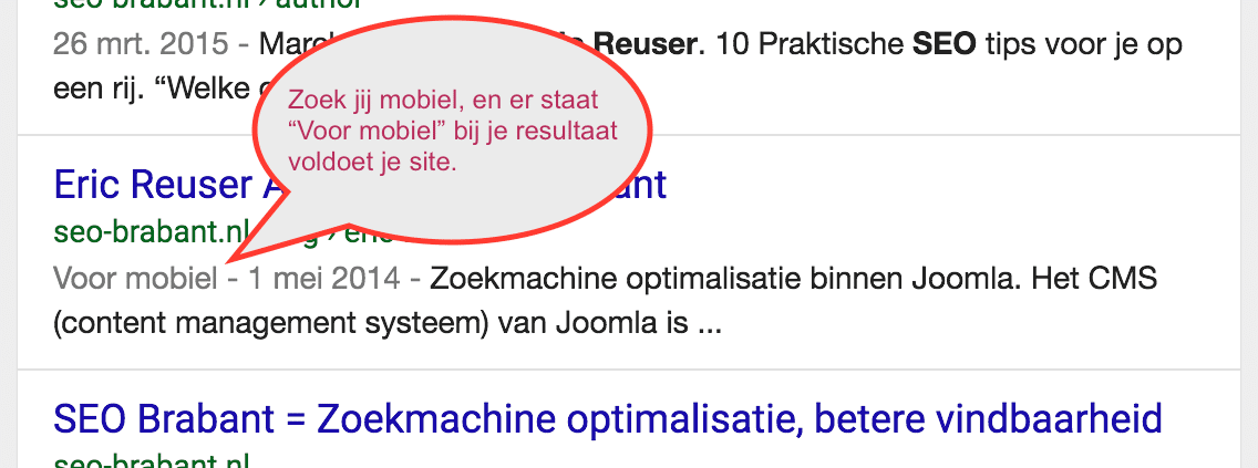 Mobiel vriendelijke website